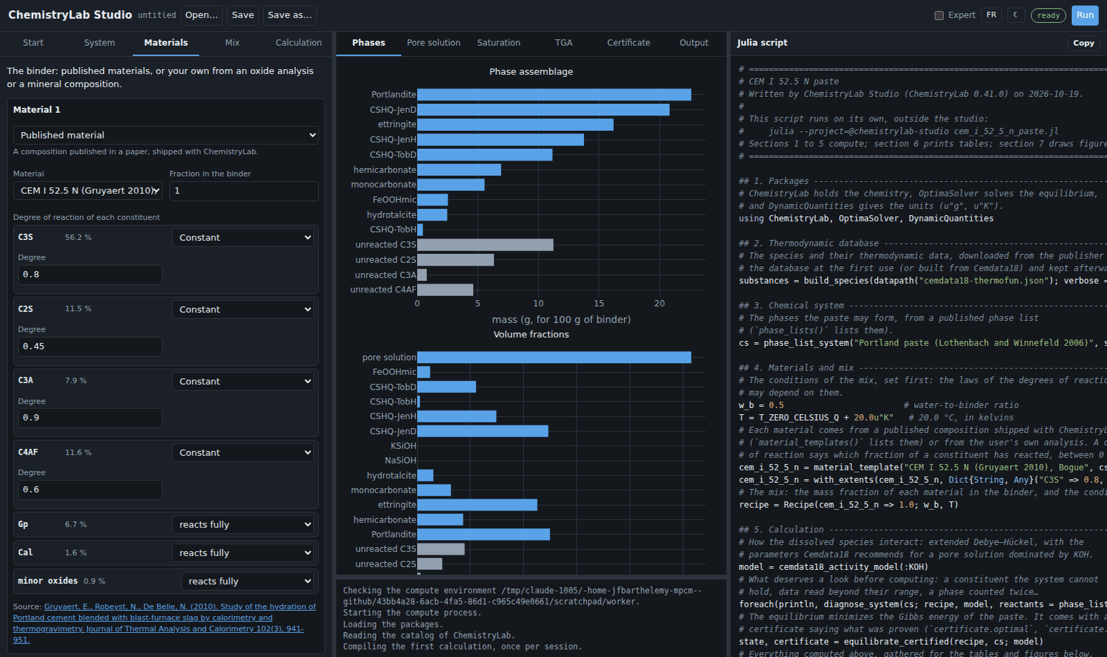 ChemistryLab Studio in the dark theme