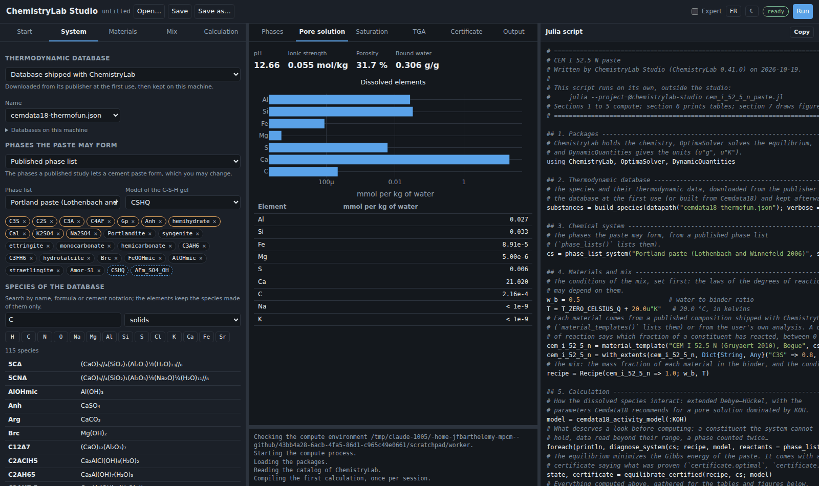 The System tab in the dark theme